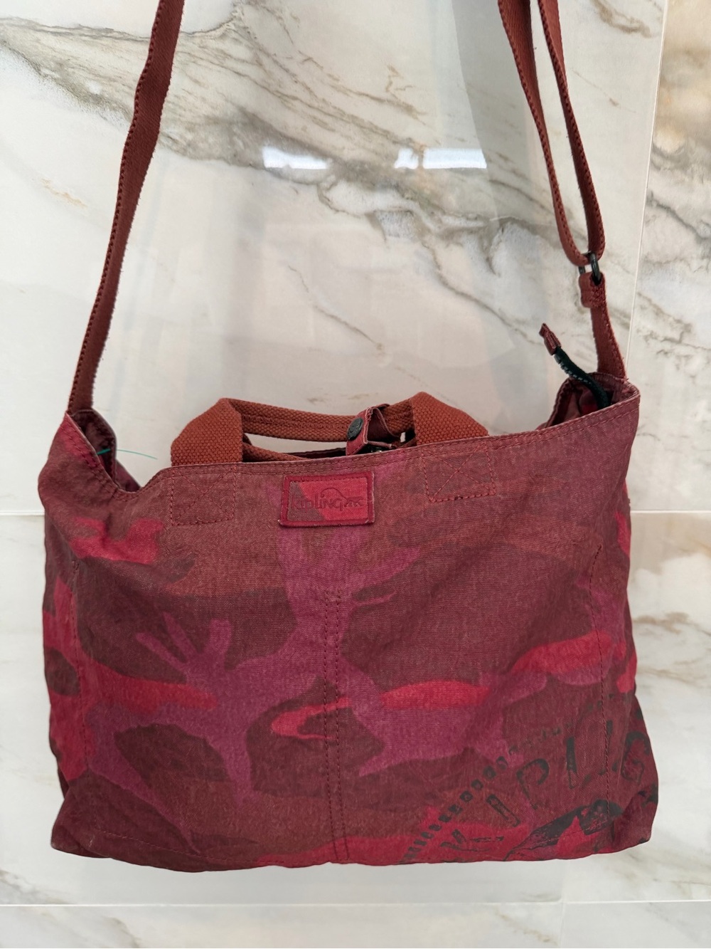 Women's Kipling Deep Red Canvas Crossbody Bag Canvas Strap New